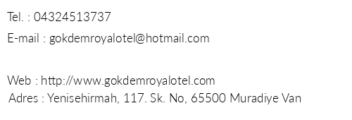 Gkdem Royal Otel telefon numaralar, faks, e-mail, posta adresi ve iletiim bilgileri